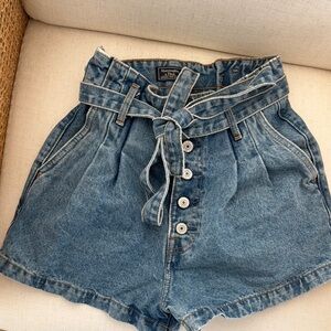 Abercrombie & Fitch Blue Jean Shorts with Tie Waist